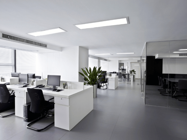 Modern office with energy efficient LED lighting | Lighting for commercial buildings | Falcon Energy